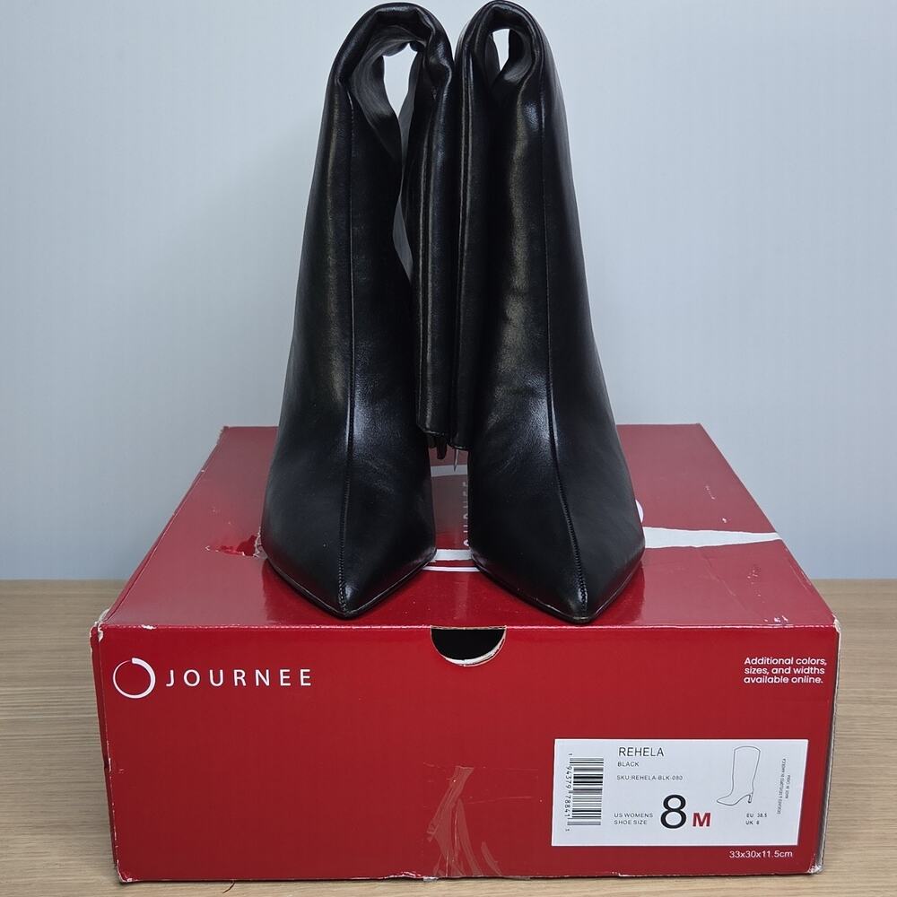 Journee Collection Rehela Black Knee High Stiletto Pointed Toe Boots Women's 8 M
